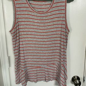 CAbi Gray and Red Striped Tank Top